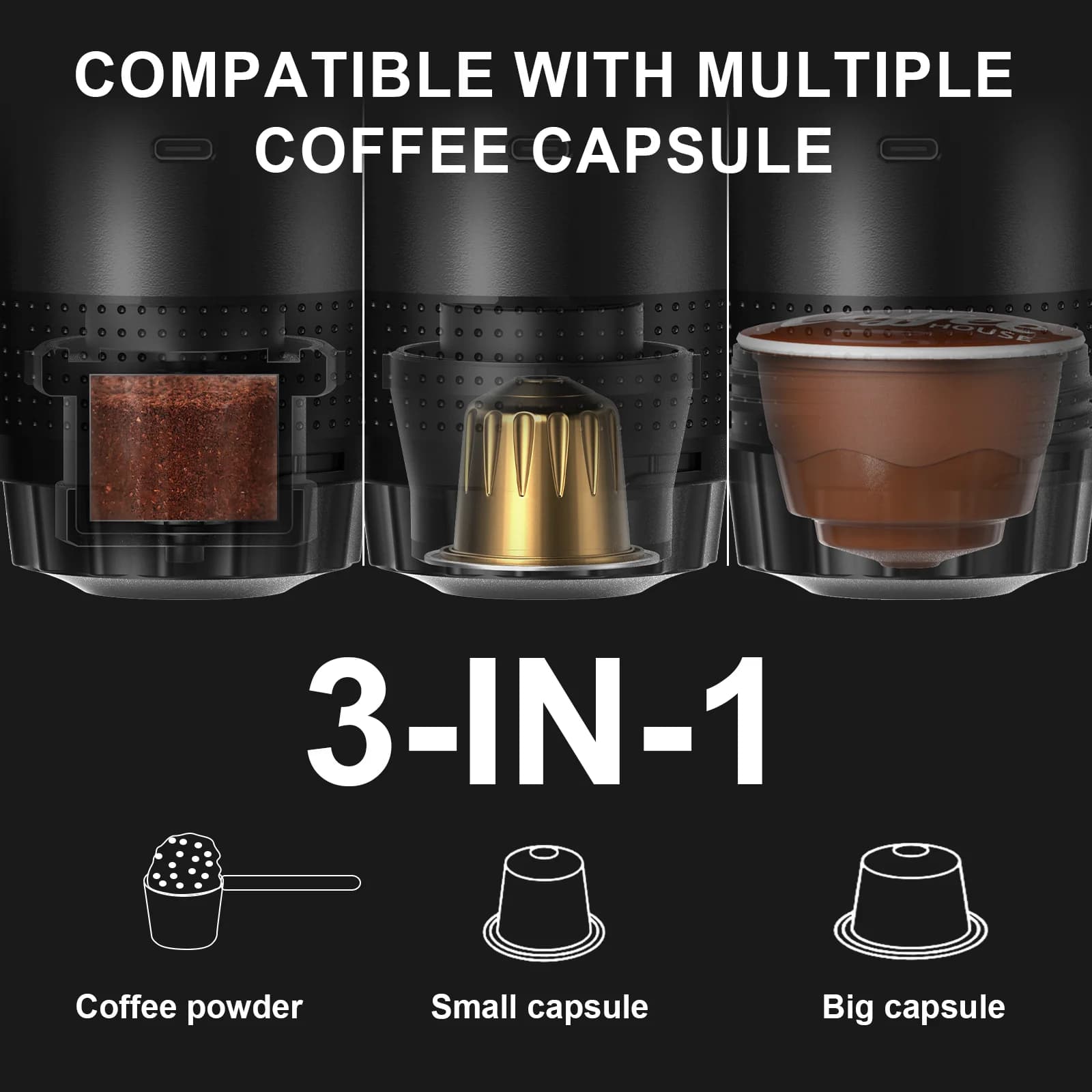 Tragbare 3-in-1 Espresso-Kaffeemaschine